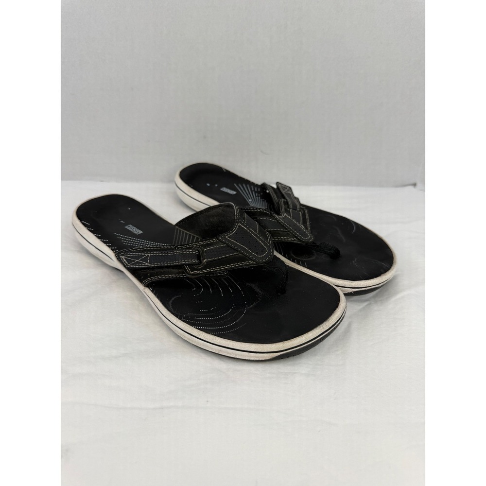 Clarks Cloudsteppers Arla Glitz Black Cushion Soft Flip Flop Sandals Womens 8.5